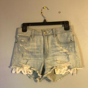 distressed jean shorts
